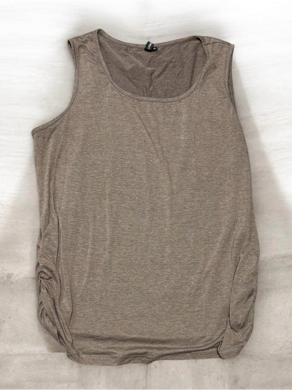 Automet Taupe Brown Soft Ruched Side Flowy Scoop Neck Tank Top XL NEW